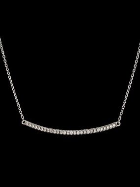Dyadema 925 Italy Sterling Silver Adjustable CZ Bar Necklace